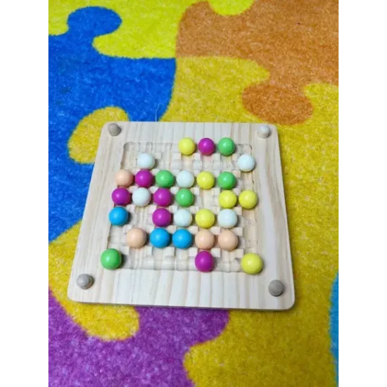 RAINBOW - لعبة دحرجة الكرات بقاعدة خشبية 3ألعاب في لعبة واحدة